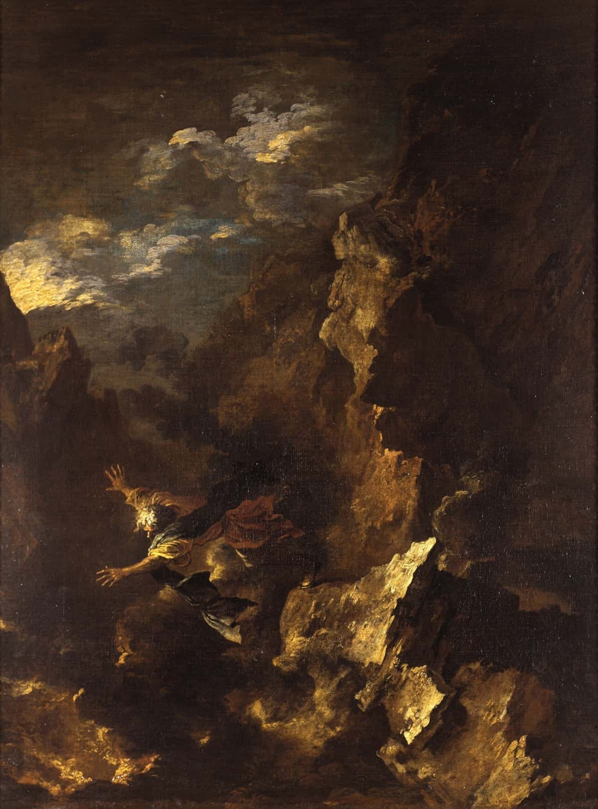 Art depicting Empedocles' death in the Sicilian volcano.