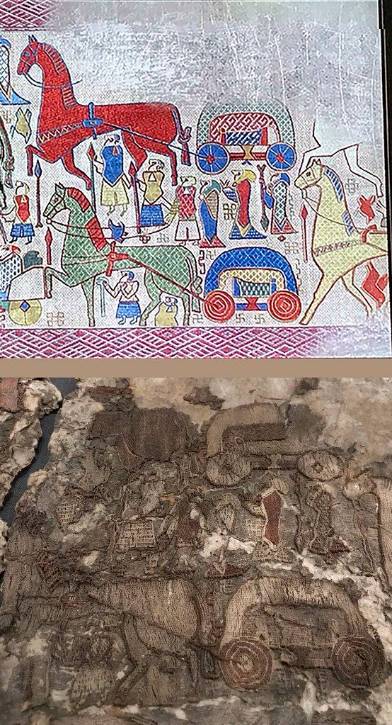 The Oseberg Procession Tapestry shows an actual Viking Age textile artifact with surviving weave patterns and color traces,&hellip;