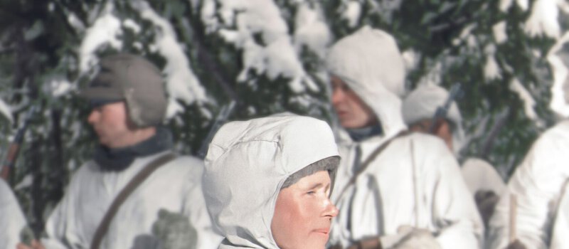 Image 0 is explicitly captioned as Simo Häyhä at Loimola, Karelia, February 1940, matching the exact subject.