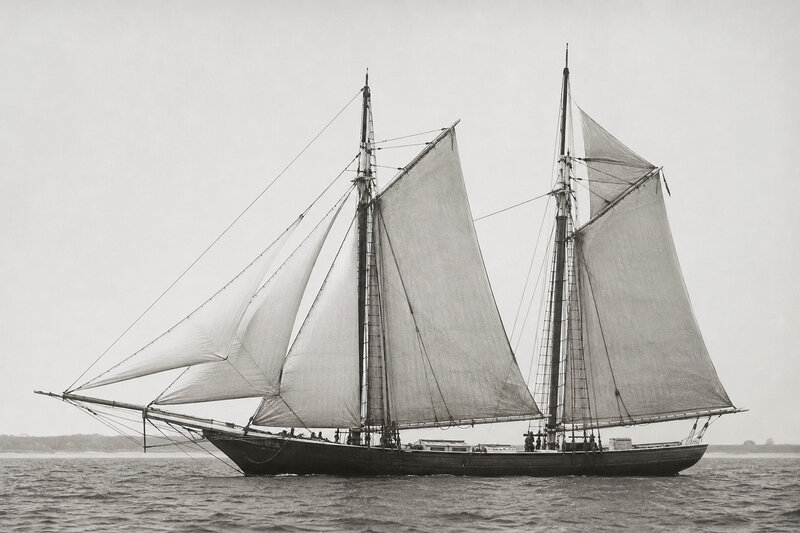 A schooner of the kind suspected in a Nantucket shipwreck that researchers found no match for in any historical record.