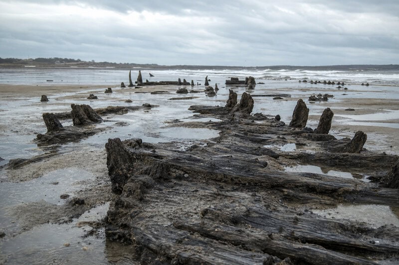 A coastal storm scours the Massachusetts shoreline near Nantucket
