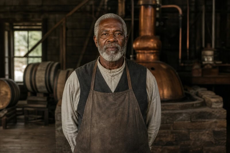 A scene from the Jack Daniel Distillery in 1880s Lynchburg, Tennessee