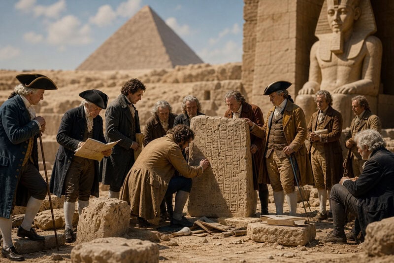 French scholars measure the Great Pyramid in 1799, unaware it was already as ancient to Cleopatra as Cleopatra was to them.